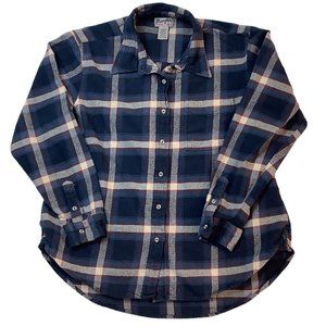 Wrangler Wrancher Men's Flannel Western Blue Shirt Size M Long Sleeve Cotton
